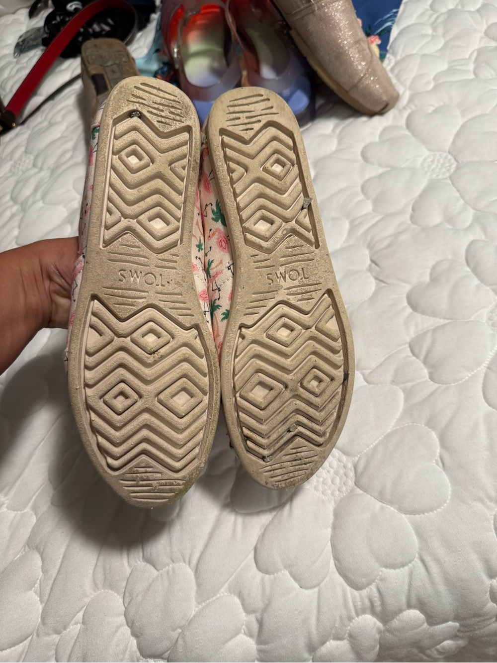 Toms Pink Flamingo Print Canvas Flats - Picture 5 of 5